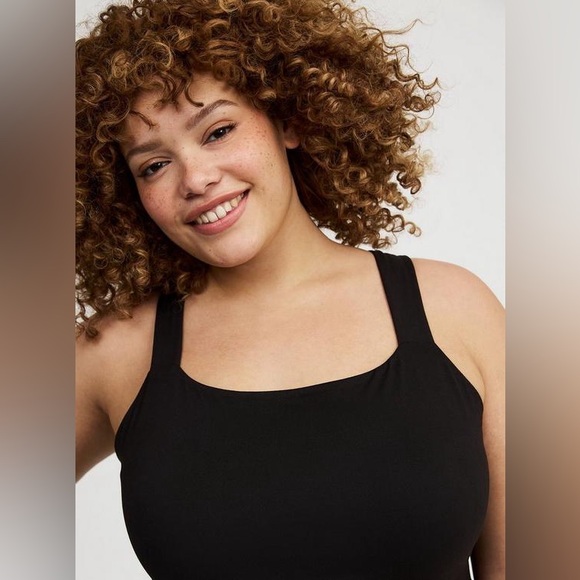 TORRID Plus Size 0X(12) Performance Core Mesh Ruffle 2fer Active Dress Black - Picture 7 of 10